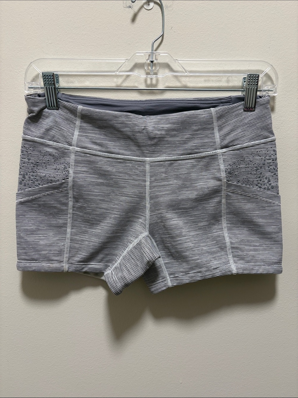 lululemon athletica Grey Striped Bike Shorts